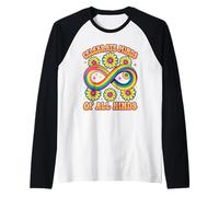 Celebrate Minds of All Kinds Groovy Rainbow Infinity Raglan Baseball Tee