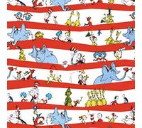Celebrate Seuss! Character Stripe White, Fabric by the Yard
