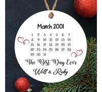 Celebrate Special Moments with Personalised 'The Best Day Ever' Acrylic Christmas Tree Bauble - Customisable Keepsake for Weddings, Anniversaries, (Mdf Wood Indoor Use Only)