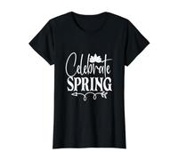 Celebrate Spring Cute Flower Love Happy Nature Value Graphic T-Shirt, Women, Black, L