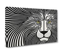 Celebrated Abstract Lion Canvas Print | Gallery Wrapped 30mm Frame Wall Art | 30x20 inches | Ready to Hang | Abstract Animals Picture | Living Room Bedroom Lounge Office