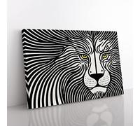 Celebrated Abstract Lion Canvas Wall Art Print Ready to Hang, Framed Picture for Living Room Bedroom Home Office Décor, 76x50 cm (30x20 Inch)