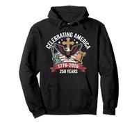 Celebrating America 1776-2026 250 Years Patriotic Graphic Pullover Hoodie