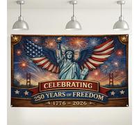 Celebrating Freedom Wall Backdrop, Vintage Patriotic Party Decorations, Red White Blue Independence Day Photo Background for Events, 250 Years of Freedom Celebration 71x43 Inch