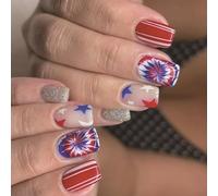 Celebrating Independence Day with 24% of nails Art Set with False Nail Star Pattern Press on the nail for easy application on festive occasions
