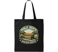 Celebrating Public Benches in Parks Natural Cotton Tote Bag Black