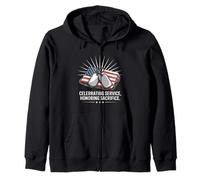 Celebrating Service Honoring Sacrifice Veterans Day Zip Hoodie