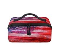 Celebration American Flag Travel Makeup Bag Portable Flag Waterproof Pouch Open Flat Toiletry Bags Toiletries Cosmetics Traveling Organizer for Women Men