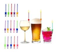 Celebration Birthday Candle Clips | Party Favors for 21st, 40th, Birthdays, New Years and More! | Unique Fun Beer Cup Shot Glass Champagne Toast Candles (Multi-Color, 1 Pack (15 Candles))