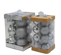 Celebration Central 28 Pack Silver Matt Glitter and Shiny Christmas Baubles 16 x 60mm and 12 x 80mm