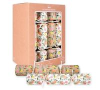 Celebration Crackers - 12 x 12-Inch Kraft Cube Eco Christmas Crackers - Fruity Bee Design, FSC Certified, Reusable Metal Gifts, Recyclable Packaging