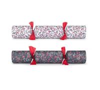 Celebration Crackers 6x12" Ditsy Berries Deluxe Christmas Crackers | Charming berry patterns and raffia ties create a traditional festive look, with a surprise gift inside each cracker.