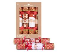 Celebration Crackers 8 x 12 Christmas Crackers - Santa & Reindeer Eco Cube with Plastic-Free Fun Gifts - FSC Eco-Friendly Packaging