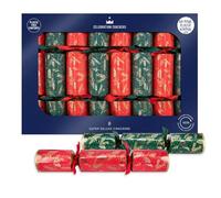 Celebration Crackers - 8 x 14-Inch Super Deluxe Christmas Crackers - Red & Green Pinecone Design, FSC Certified, Reusable Metal Gifts, Recyclable Packaging