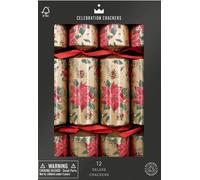 Celebration Crackers Eco Friendly Deluxe Christmas Crackers - Tray of 12 x 12 Inch - Luxury Deluxe Christmas Cracker - FSC Mix - Poinsettia