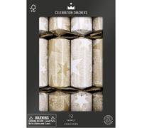 Celebration Crackers Eco Friendly Family Cube Range Christmas Crackers - Tray of 12 x 12 Inch - Luxury Deluxe Christmas Cracker - FSC Mix - Golden Stars