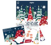 Celebration Crackers Foxy Pin the Conk on the Gonk Family Game Christmas Crackers - 6x 8.5-Inch - FSC Certified, Recyclable Packaging, Unique Standing Design