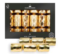 Celebration Crackers Mini Christmas Crackers - 6x 6-Inch - Gold Diamond Christmas Party Decorations - FSC Mix Eco-Friendly Gifts & Recyclable Packaging