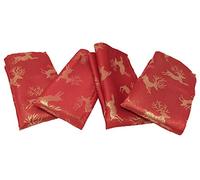 Celebration Deer Red/Gold Metallic Effect Christmas Pack Of 4 Napkins (17x17in-43x43cm Approx)
