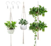 Celebration Directre 3PCS Macrame Plant Hangers Jute Rope Hanging Planter Basket Plant Flower Pot Holder with Hanging Hooks for Indoor Outdoor Garden Home Decor