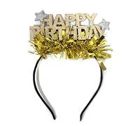Celebration HAPPY BIRTHDAY Hair Hoop with Tinsel Live Broadcast Hair Holder Birthday Headwear for Adult Teens Unisex