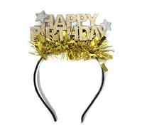Celebration HAPPY BIRTHDAY Hair Hoop with Tinsel Live Broadcast Hair Holder Birthday Headwear for Adult Teens Unisex
