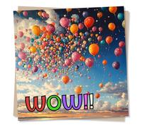 Celebration or Congratulations Card for a Loved One - Wow - Graduation, Exams, Job - Balloons - For a Friend, Best Friend, Loved One, Partner, Child, Son, Daughter, Colleague