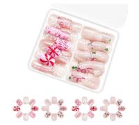 Celebration Short Square Christmas Snowflake Fake French Tip Manicure Decor Art 24pcs Nail Accessories