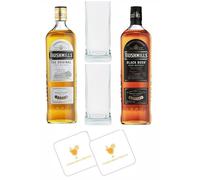 Celebration Spirits Bushmills Bundle Gift Set | 1x Original 70cl, 1x Black Bush 70cl, 2x Branded Bushmills Tumbler Whiskey Glasses | 2x Celebration Spirits Beer Mats (700ml, Black Bush)