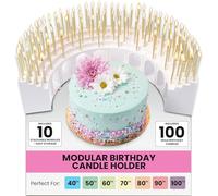 Celebration Stadium Modular Birthday Candle Holder Grandstand for Milestone Birthdays - Perfect for 40th, 50th, 60th, 70th, 80th, 90th, & 100th - Includes 100 Gold Birthday Candles - Cake Decorations