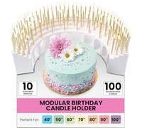 Celebration Stadium Modular Birthday Candle Holder Grandstand for Milestone Birthdays - Perfect for 40th, 50th, 60th, 70th, 80th, 90th, & 100th - Includes 100 Gold Birthday Candles - Cake Decorations