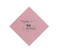 Celebration Station 40th Birthday Luxury 3 Ply Tissue Napkins/Serviettes in PINK. Embossed in Silver Foil. 33cm x 33cm Square. Pack 15 beautiful napkins