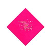 Celebration Station 50th Birthday Luxury 3 Ply Tissue Napkins/Serviettes in Fuchsia. Embossed in Silver Foil. Packet of 15 beautiful napkins