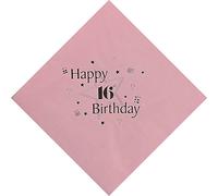 Celebration Station AGE16/16th Birthday Napkins-PINK-3Ply-Pack 15