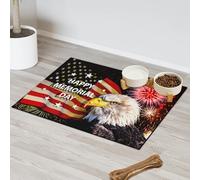 Celebration Usa Memorial Day Pet Feeding Mat for Cat Dog Water Bowl Food Mats USA Bald Eagle Pet Feeding Mats Absorbent Nti-Slip Contain Spills Protects Floors Placemat 60.9 x 81.2 cm