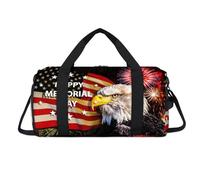 Celebration USA Memorial Day Sport Duffel Bag with Shoes Compartment USA Bald Eagle Overnight Weekender Bags Travel Gym Luggage Organizer for Women Men Kids Girls Boys
