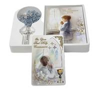 celebrationgiftsforall First Holy Communion Prayer Book, Blue Glass Rosary and Prayer Card all Gift-boxed