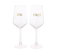 Celebrations Confetti Mr & Mrs Set of 2 Wine Glasses 22.7 x 17.4 x 8.1cm