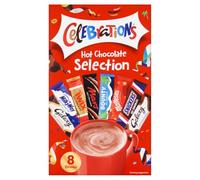 Celebrations Hot Chocolate Sachets 25g x 8 | Hot Chocolate Gift Set Featuring Galaxy, MilkyWay, Twix, Mars, Bounty, Maltesers, Snickers and Galaxy Caramel (Pack of 1)