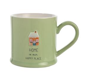 Celebrations - Love Life - 'Home is Our Happy Place' Birthday/Housewarming Ceramic Mug - Kitchen Gifting and Homeware for Tea, Coffee & Hot Drinks - 330ml / 11.15oz.