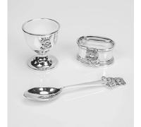 Celebrations Silver Plated Teddy Egg Cup Napkin And Spoon Gift Set 6306T