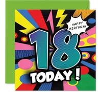 Celebratory 18th Birthday Card - Comic Splash of Colour - Vibrant 18th Birthday Design with Bold Comic-style Graphics - Bursting with Party Energy - 145mm Square, Envelope Included