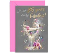 Celebratory Birthday Card for 85th Celebration, 'Cheers to 85 Years of Being Fabulous!' Gift, Elegant Cocktail Design, Perfect for Men & Women, Blank Inside with Envelope