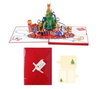 Celebratory Tune Burst Up Greeting Card Three-d Paper Art Christmas Tree With Cats Plan And Sparkling Light Consequences Musical Burst Up Invitation Card