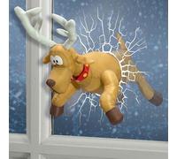 Celebright Christmas Crashing Reindeer Animated Decoration - Rudolph Smashes & Kicks His Legs To Wiggle Free - Fits Any Window in Brown Celebright Brown
