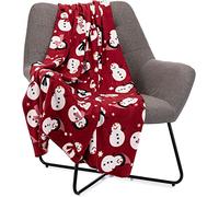 Celebright Christmas Fleece Throw - Large 50 x 60 Inch (127 x 152cm) Fluffy Microfiber Blanket Throw Over for Bed, Sofa, Couch - Plush Snuggly Cosy Winter Warmer - Snowman Red Pattern