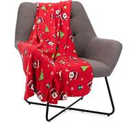 Celebright Christmas Fleece Throw - Large 50 x 60 Inch (127 x 152cm) Fluffy Microfiber Blanket Throw Over for Bed, Sofa, Couch - Plush Snuggly Cosy Winter Warmer - Santa Red Pattern