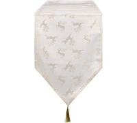 Celebright Christmas Metallic Deer Design Table Runner 13in x 96in in Cream Celebright Cream