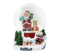 Celebright Christmas Musical Snow Globe Large 14cm - Santa & Child Sledging - Water Spinner in Red Celebright Red Large