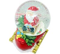 Celebright Christmas Musical Snow Globe - Plays 8 Songs Including Jingle Bells & Lights Up With Changing LED Colours - Large 14cm (Santa on a Sleigh Base)